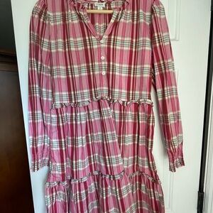J. Crew Pink and White Plaid Casual Dress